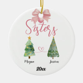 Two Sisters Christmas Tree With Custom Names Julgransprydnad Keramik
