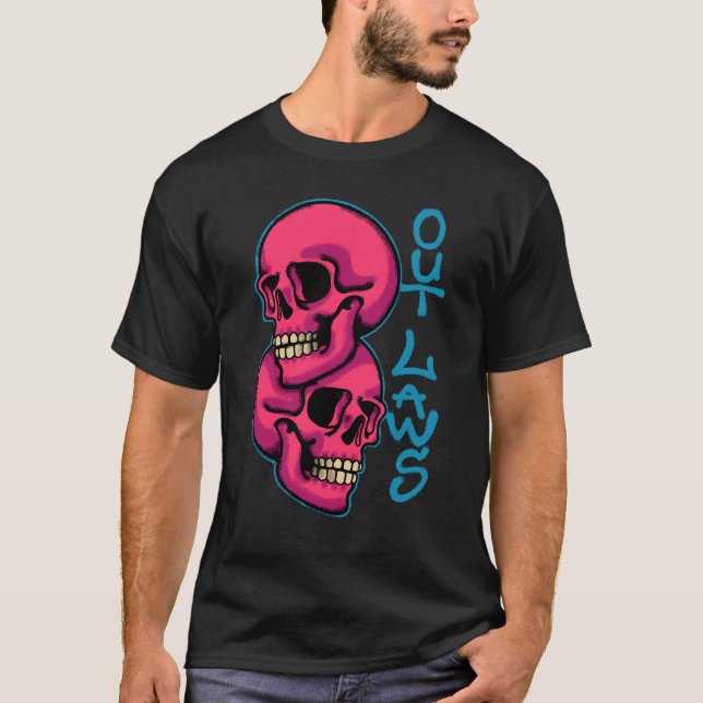 two Skull streetwear T Shirt (Framsida)