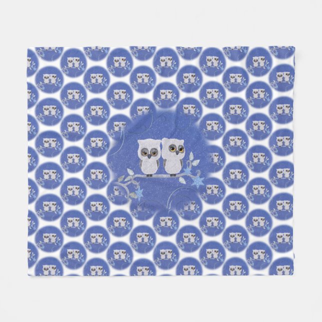 Two small white owls fleece blanket (Framsidan (Horisontell))