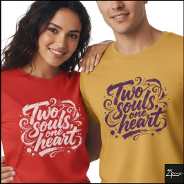 Two Souls One Heart Grunge Script T Shirt