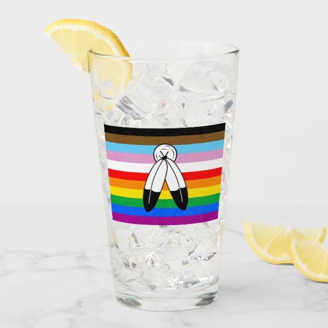 Two-Spirit HBTQ+ Progress-stolthetsflagga Glaskopp (Framsida Ice)