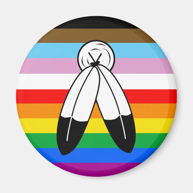 Two-Spirit HBTQ+ Progress-stolthetsflagga Magnet (Framsidan)