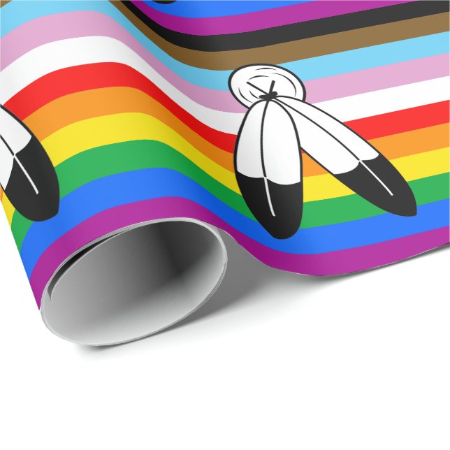 Two-Spirit HBTQ+ Progress-stolthetsflagga Presentpapper (Rullad Hörn)