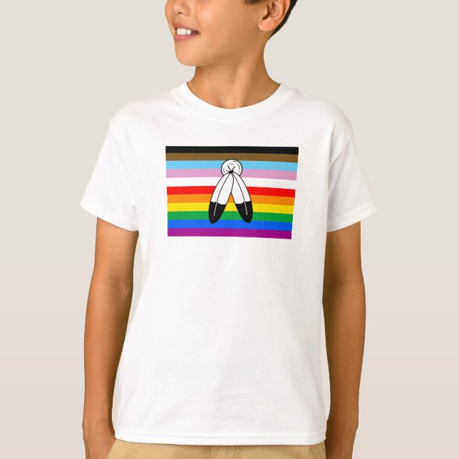 Two-Spirit HBTQ+ Progress-stolthetsflagga T Shirt (Framsida)