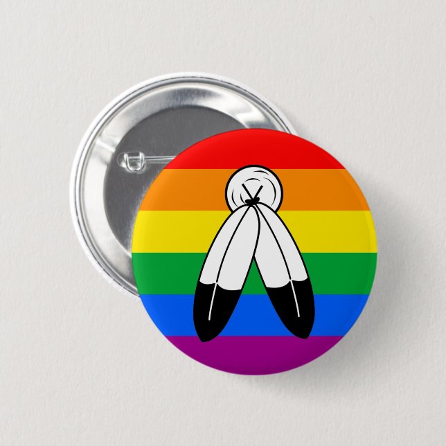 Two-Spirit HBTQ+ stolthetsflagga Knapp (Framsida & baksida)