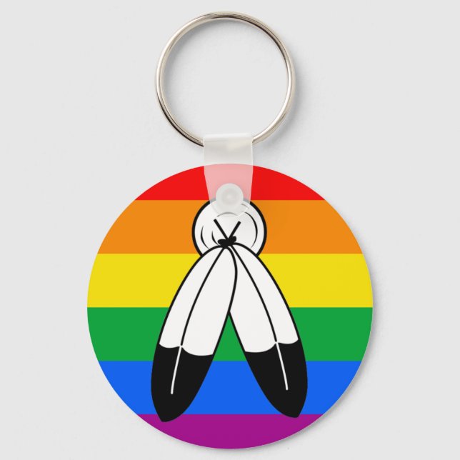 Two-Spirit HBTQ+ stolthetsflagga Nyckelring (Framsida)