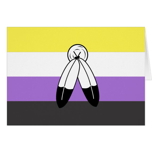 Two-Spirit Icke-binär Prideflagga Hälsningskort (Framsidan Horizontal)