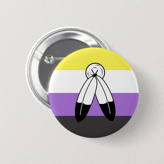 Two-Spirit Icke-binär Prideflagga Knapp (Framsida & baksida)