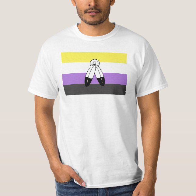 Two-Spirit Icke-binär Prideflagga T Shirt (Framsida)