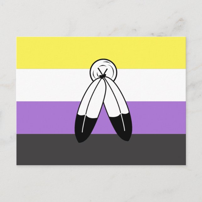 Two-Spirit Icke-binär Prideflagga Vykort (Framsida)