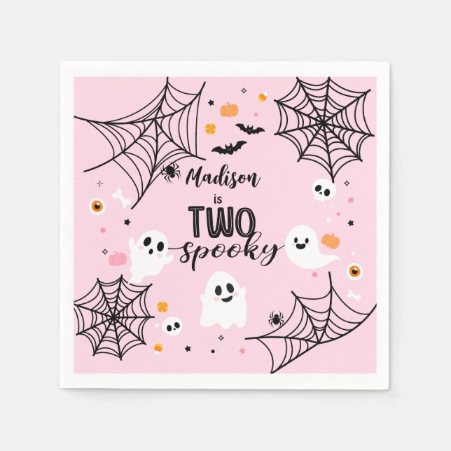Two Spooky Cute Ghost Pink Halloween Pappersservett (Framsidan)