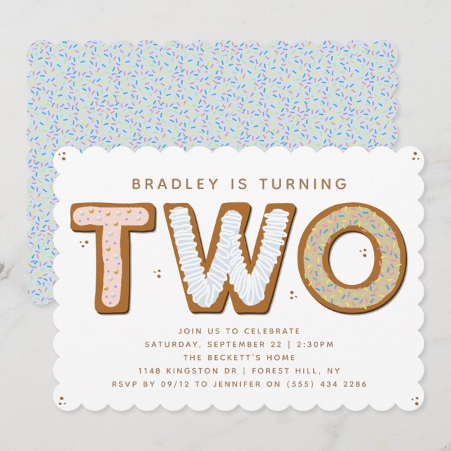 TWO-svets 2:a födelsedagen Inbjudningar (Fram/baksida)