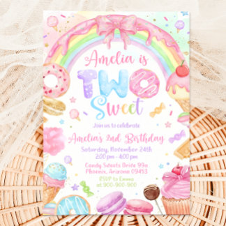 Two Sweet Birthday Invitation, 2nd Birthday Invite Inbjudningar