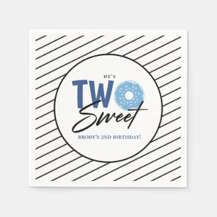 TWO Sweet Blue Doughnut 2:a födelsedagen Party Pappersservett