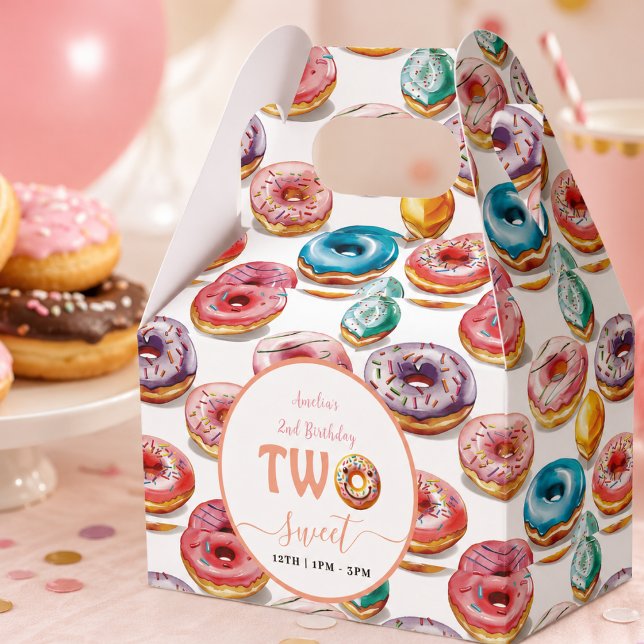 Two Sweet Donuts 2-årsfest Presentaskar (Two Sweet Donuts 2nd Birthday party Favor Boxes)