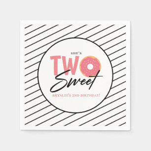 TWO Sweet Rosa Doughnut 2:a födelsedagen Party Pappersservett