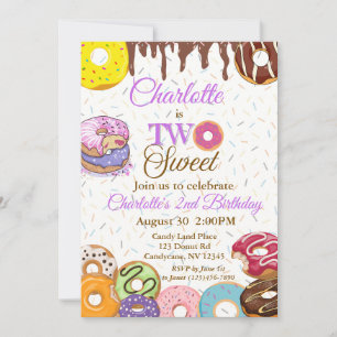 "TWO Sweet" Uppmaning 2:a födelsedagen Inbjudningar
