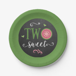 Two Sweet Watermelon 2nd Birthday Paper Plate
