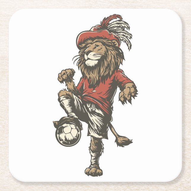 Two‑Tailed Lion Striker Underlägg Papper Kvadrat (Framsidan)