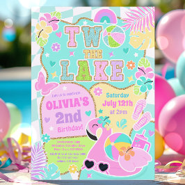 Two The Lake Preppy Girly 2nd Birthday Pool Party Inbjudningar