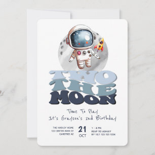 Two the Moon 2-års Astronaut Inbjudningar