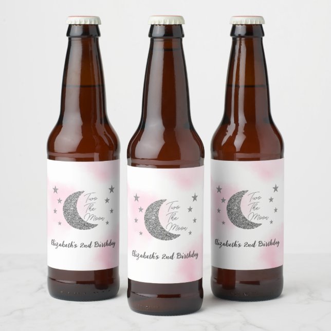 Two The Moon 2-års födelsedags ölflasketikett Ölflaska Etikett (Flaskor)