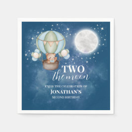 Two The Moon Boy Bear Balloon 2nd Birthday  Pappersservett