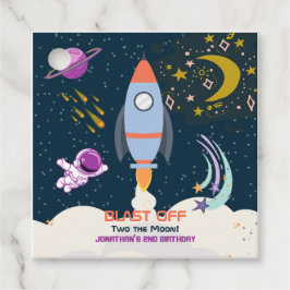 Two The Moon Boy Space Rocket 2nd Birthday Gåvor Etiketter