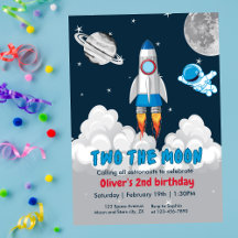 Two The Moon Boy Space Rocket 2nd Birthday 