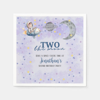 Two The Moon Boy Space Rocket 2nd Birthday Pappersservett