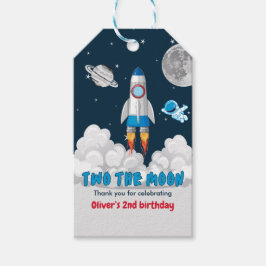 Two The Moon Boy Space Rocket 2nd Birthday Presentetikett