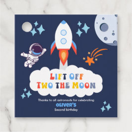 Two The Moon Boy Space Rocket Lift Off 2nd Bday Gåvor Etiketter