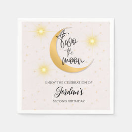 Two The Moon Elegant Gender Neutral 2nd Birthday  Pappersservett