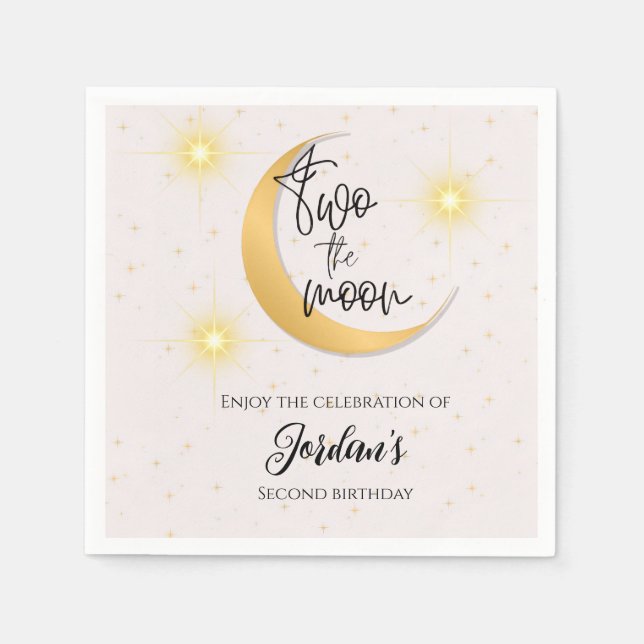Two The Moon Elegant Gender Neutral 2nd Birthday  Pappersservett (Framsidan)