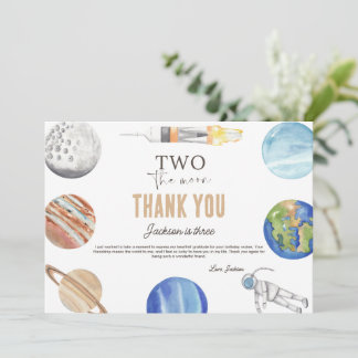Two The Moon | Modern Rymd 2-års Födelsedagsdekora Tack Kort
