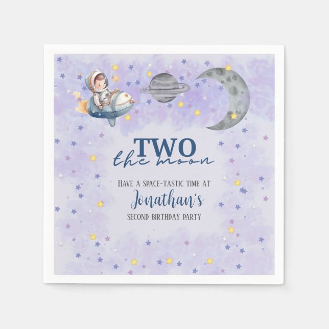 Two The Moon Pojke Rymdraket 2-årsdag  Pappersservett (Framsidan)