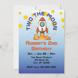 Two The Moon, Rocket 2nd Birthday Invitation Inbjudningar