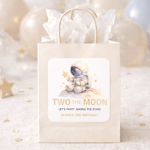 Two the Moon Rymdfarare 2-års Födelsedagspresent  Fyrkantigt Klistermärke