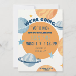 Two The Moon Second Birthday Invitation  Inbjudningar
