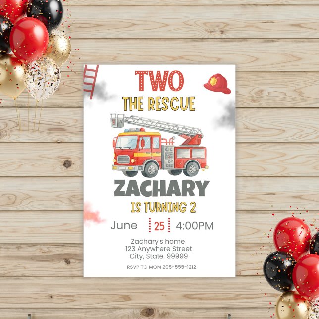 Two the Rescue 2-års inbjudan brandbil (Skapare uppladdad)