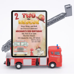 Two the Rescue, Akvarell Räddningsbil 2-årsdag Inbjudningar