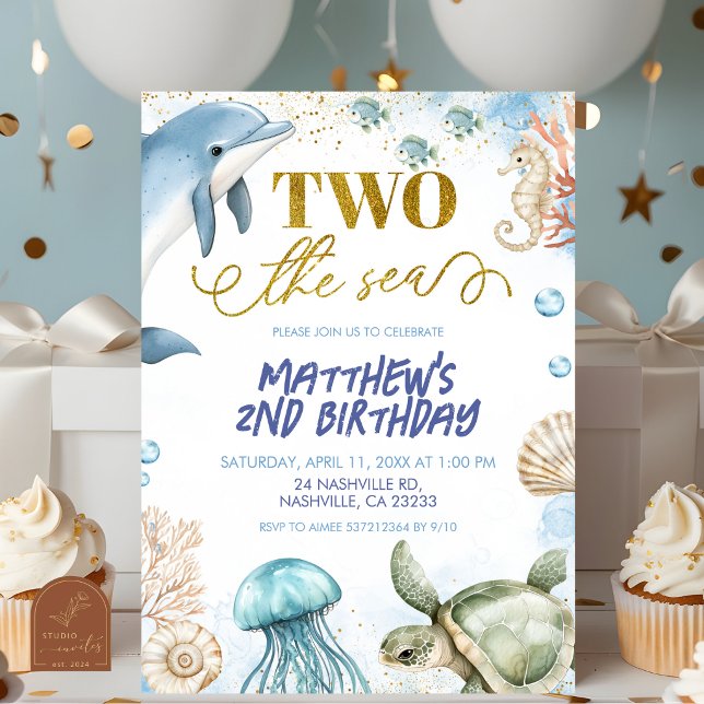 TWO the sea birthday invitation Inbjudningar (Skapare uppladdad)