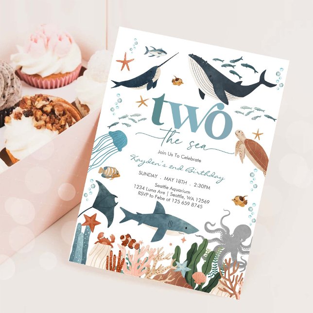 Two The Sea Under The Sea 2nd Birthday Invitation Inbjudningar (Skapare uppladdad)