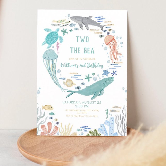 Two The Sea Valpojken 2-årsdag Inbjudningar (Skapare uppladdad)