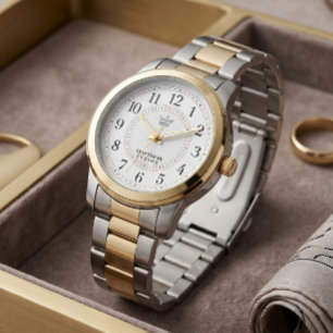 Two Tone Oyster Link Watch Minimalist Krona Logo Armbandsur