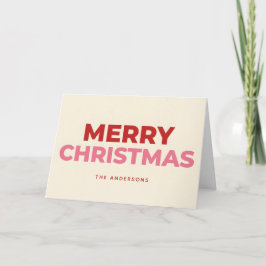 Two-Tone Retro Script Merry Christmas Helgkort