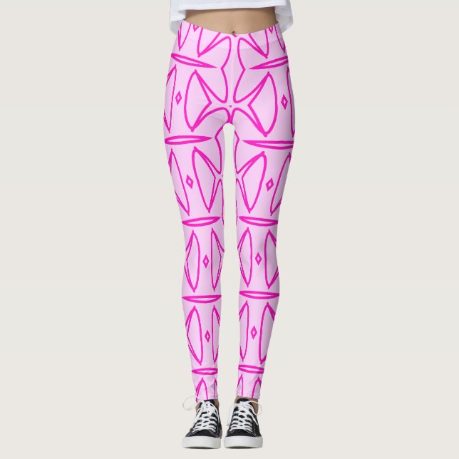 Two Toned Pink Pattern Leggings (Framsida)