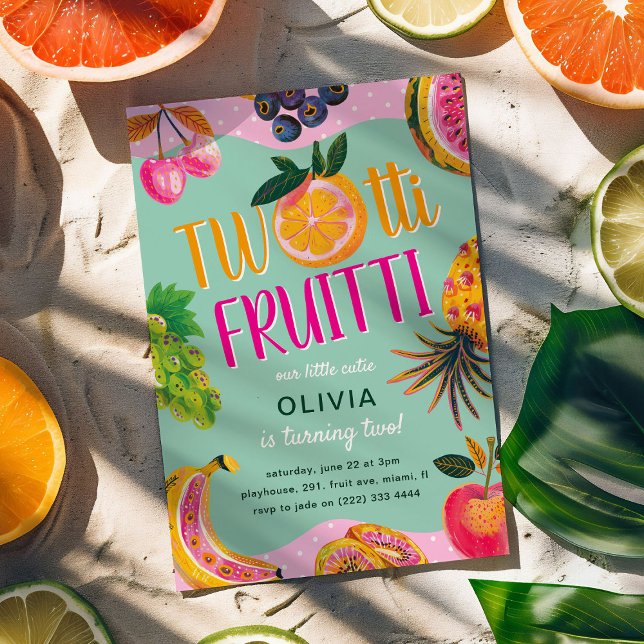 TWO-tti Fruitti Whimsical 2nd Birthday Inbjudningar (Skapare uppladdad)