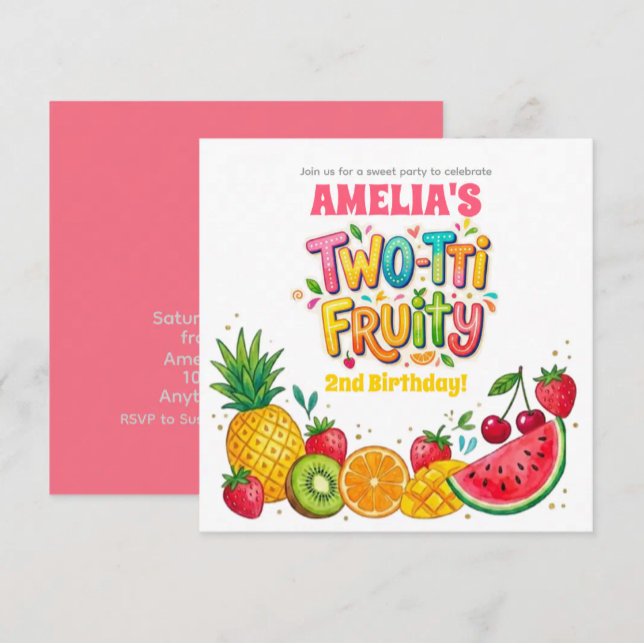 Two-tti Fruity 2-årsfest Inbjudningar (Skapare uppladdad)