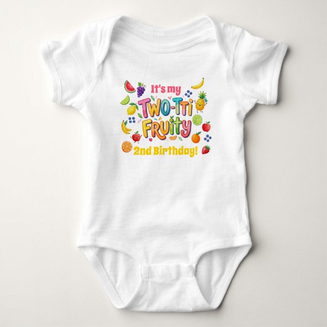 Two-tti Fruity 2nd Birthday Party T Shirt (Framsida)